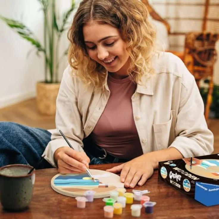 Ravensburger CreArt Malen nach Zahlen, Wooden Set mit Sea Motiv auf FSC-zertifiziertem Holz, 20 cm Durchmesser, Made in Europe – Bild 2