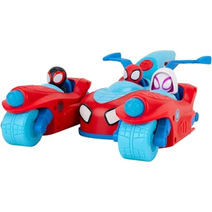 Spiderman Spidey 3-in-1 Fahrzeug Jet, Spielzeugauto mit 2 Motorrädern und Web Darts für actiongeladenen Spielspaß, ab 3 Jahren – Bild 4
