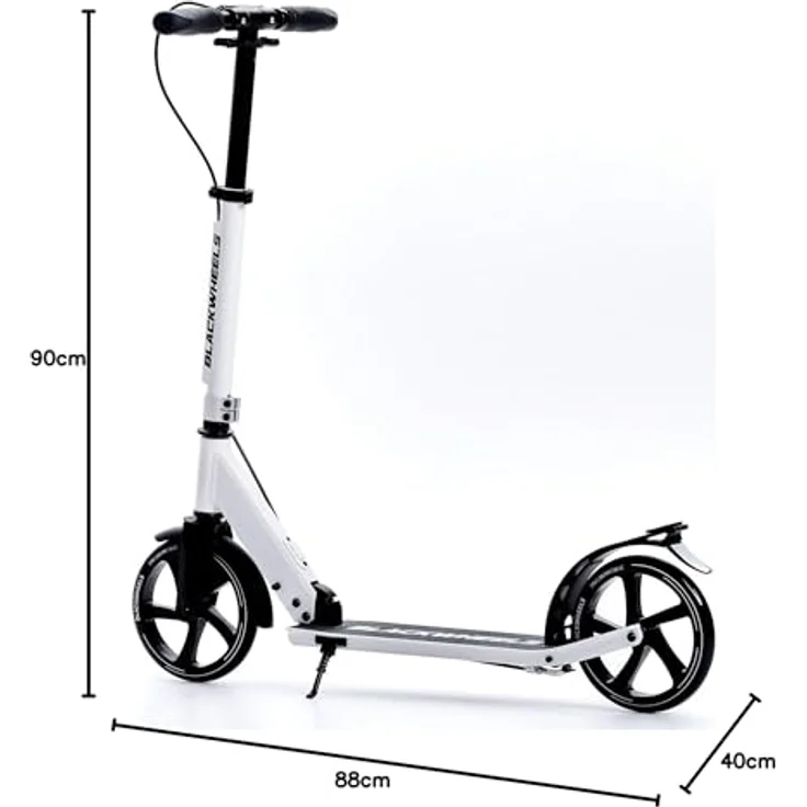 BLACKWHEELS ORIO City Scooter Bigwheel 200mm Klappbar Weiß, Tretroller Kickscooter bis 100kg, Doppelte Bremse, Tragegurt – Bild 12