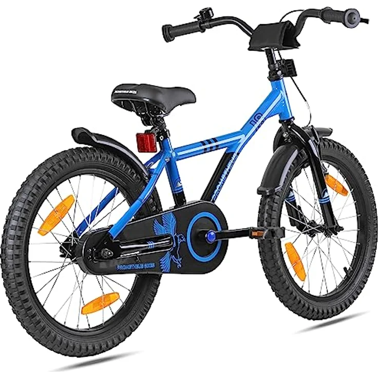 PROMETHEUS BICYCLES Kinderfahrrad 18 Zoll Jungen ab 6 Jahre - Rücktrittbremse und Fahrradständer in Blau Schwarz – Bild 3