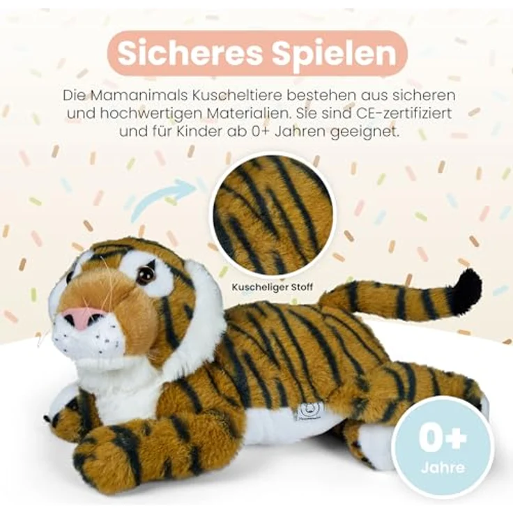 Mamanimals 2020610, Tiger Plüschtier mit Wickeltasche für Babytierchen, CE-zertifiziert, ab 0+ – Bild 4