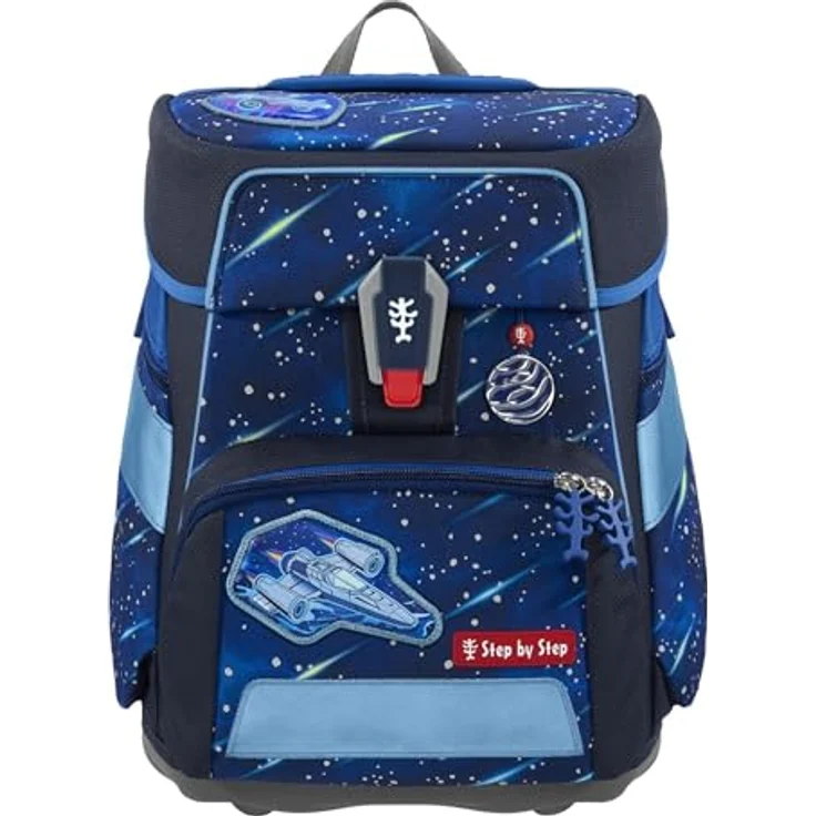 Step by Step Schulranzen-Set Space Reflect „Star Shuttle Elio“ 5-teilig, ergonomischer Tornister, Reflektoren, höhenverstellbar, Hüftgurt, Grundschule, 1. Klasse, 20L, blau-schwarz – Bild 2