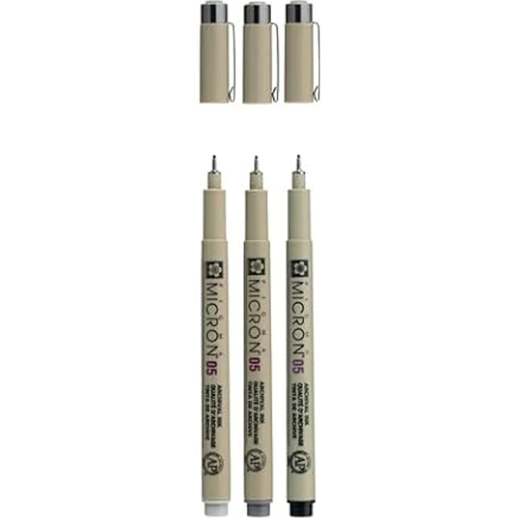 Sakura Pigma Micron Fineliner-Set 0,45 mm, farbsortiert, 3 St., wischfest und dokumentenecht – Bild 2