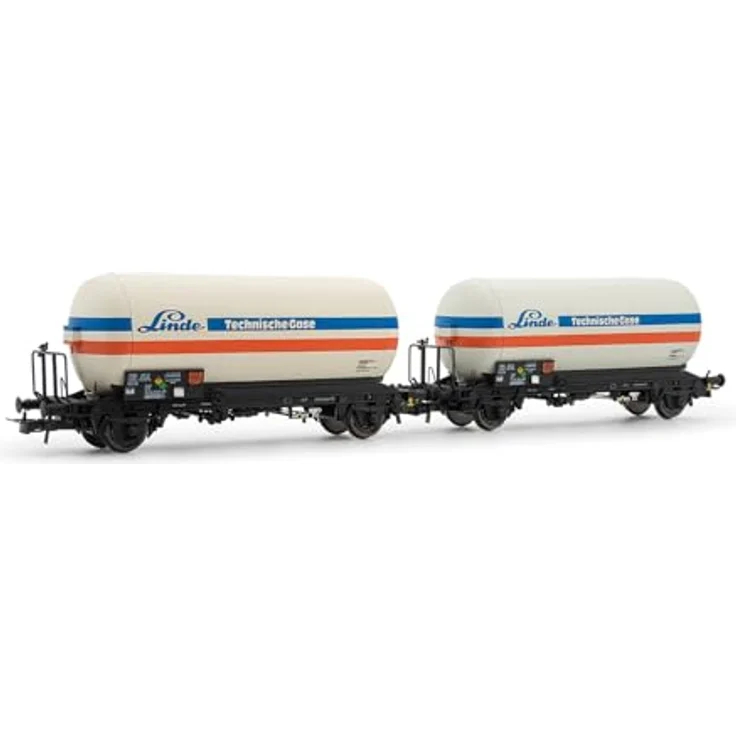 Rivarossi DB 2-teiliges Gaskesselwagen-Set Zgs Linde, Modelleisenbahn-Wagen Spur H0, Ep. VI – Bild 1