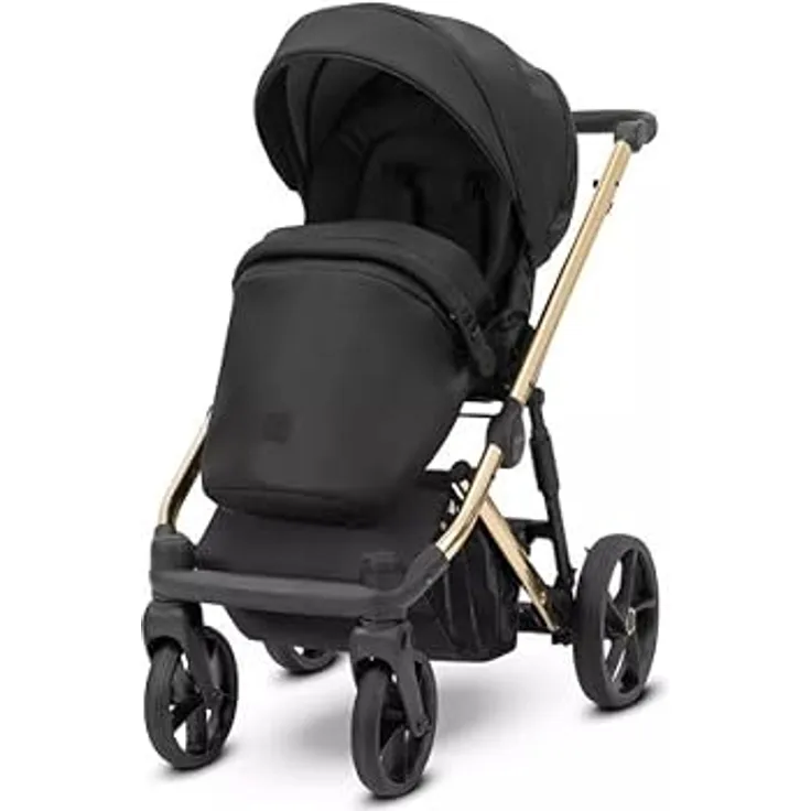 Kunert Kinderwagen Arizo 11 Premium Black Eco Rahmen Gold, Reisesystem mit stilvollem Design