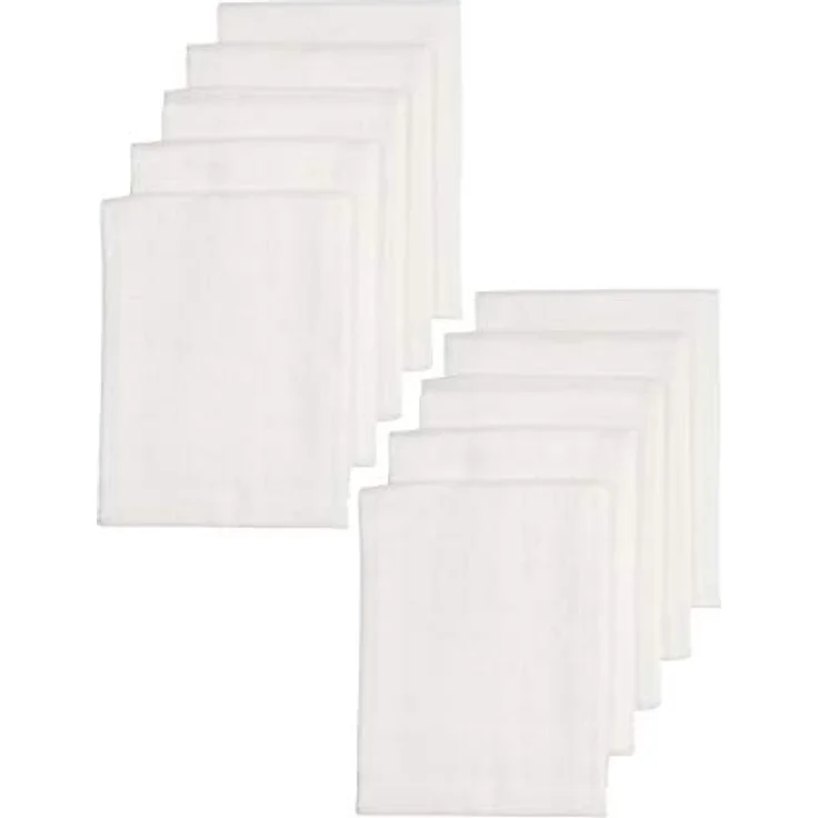 MEYCO Mullwindeln 10er Pack, 80x80cm Musselin Spucktücher, 100% Baumwolle, weiß, extrem saugfähig und schnell trocknend – Bild 1