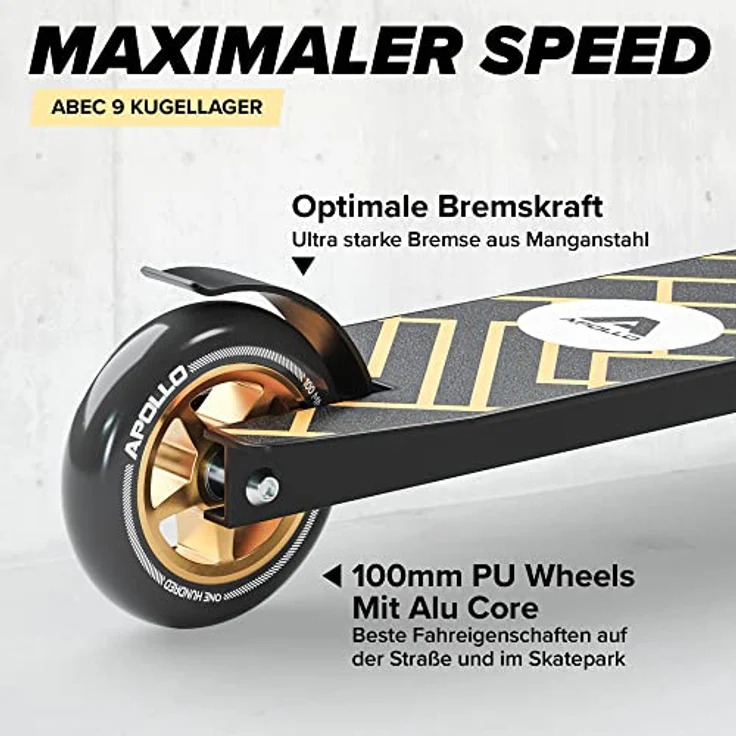 Apollo Kinderroller – Genius Pro | Freestyle Scooter robust Kinder Kugellager ABEC 9 | Freestyle Scooter 10 Jahre | ab 6 Jahren | perfekt auch als Cityroller – Bild 5