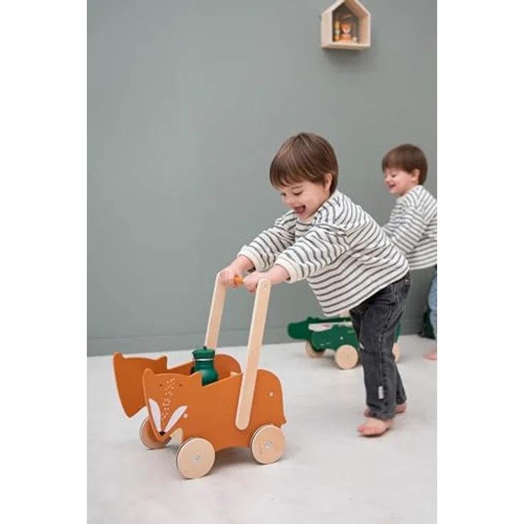 Trixie Baby Lernlaufwagen, Holz, FSC©-zertifiziert, wasserbasiert lackiert, ideal für Laufanfänger, 18m+ – Bild 3