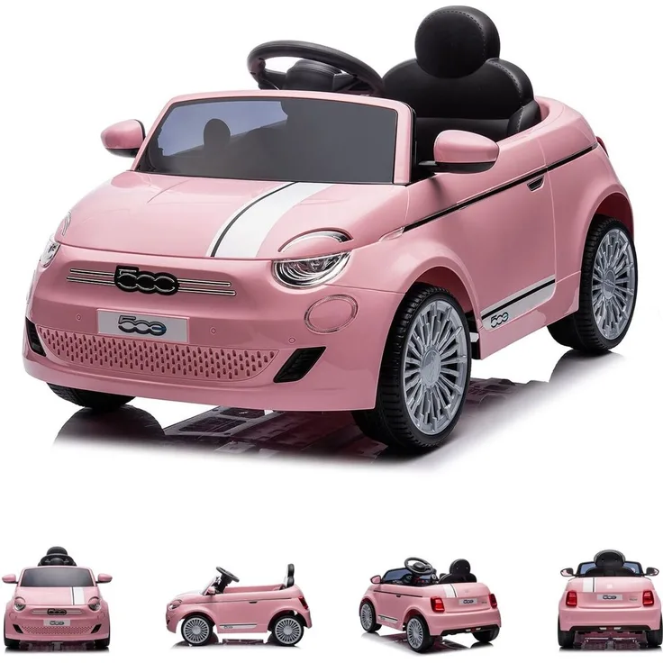 Chipolino Kinder Elektroauto Fiat 500, Fernbedienung, Sicherheitsgurt, MP3, USB, pink