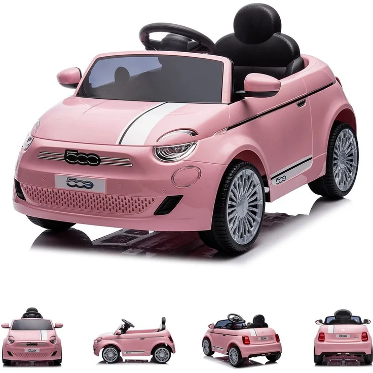 Chipolino Kinder Elektroauto Fiat 500, Fernbedienung, Sicherheitsgurt, MP3, USB, pink