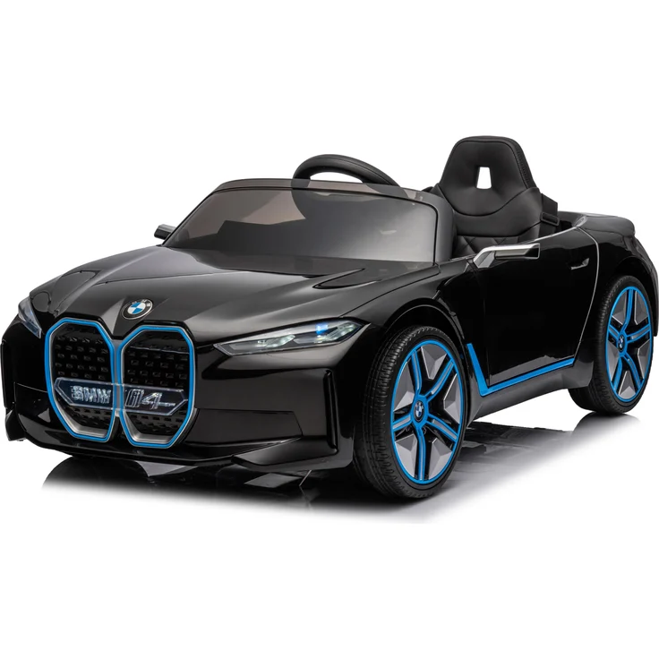 Nitro Motors BMW i4 Elektroauto mit Lizenz 2x30W 12V 7Ah Kinderauto Kinderfahrzeug Schwarz