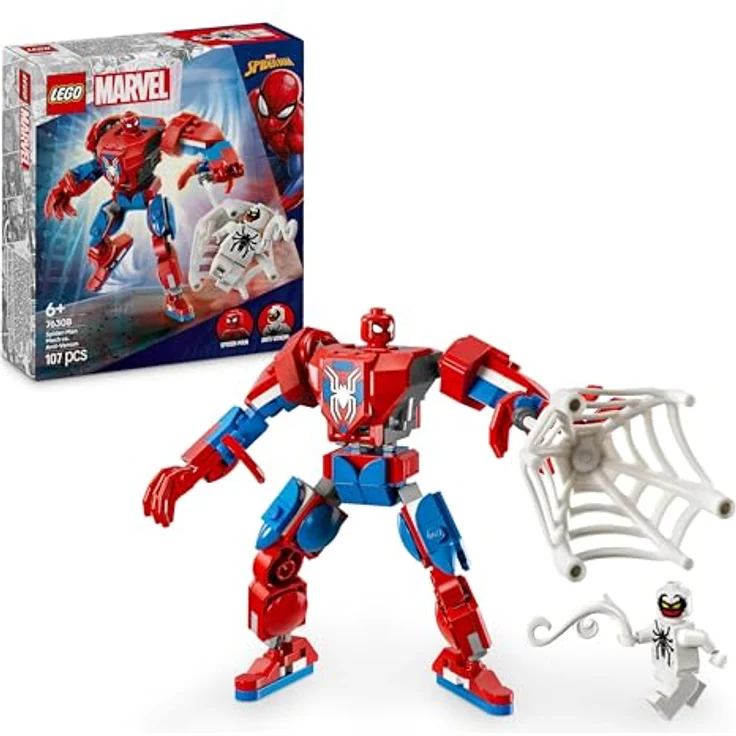 LEGO Marvel Spider-Man Mech vs. Anti-Venom - Superhelden Spielzeug mit beweglichen Armen, Beinen und Fingern - Geschenk für Kinder ab 6 Jahren 76308 – Bild 1