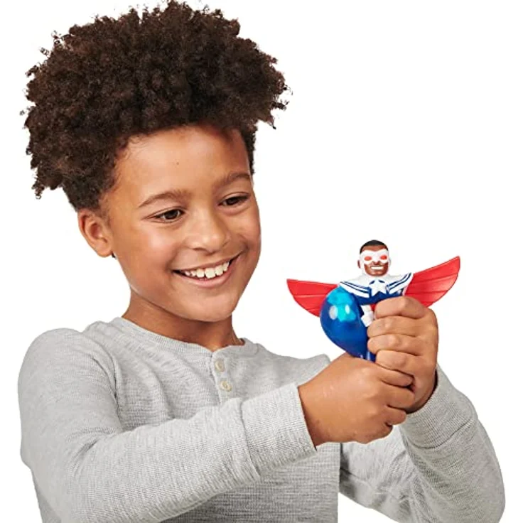 Heroes of Goo Jit Zu Marvel Hero Pack, Captain America Sam Wilson Squishy 11,4 cm, dehnbarer Superhelden Spielzeug für Jungen – Bild 2