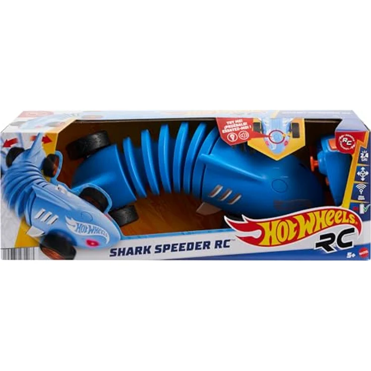 Hot Wheels Shark Speeder, Funkgesteuertes Fahrzeug im Maßstab 1:15 mit leuchtend roten Augen und Geräuschfunktion – Bild 6