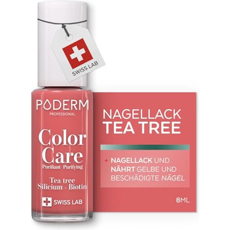 PODERM Vernis Color Care 273 Rouge Corail, 8 ml, Wirkstoffhaltiger Nagellack mit Teebaumöl zur Nagelpflege und Farbkorrektur – Bild 1