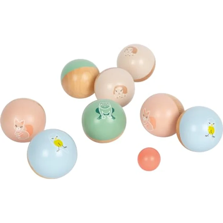 small foot Boule „Garden Buddies“, Wurfspiel aus Holz mit 8 Boulekugeln und 2 Zielkugeln, für Garten, Park und Strand, ab 3 Jahren, niedliche Tiermotive – Bild 1