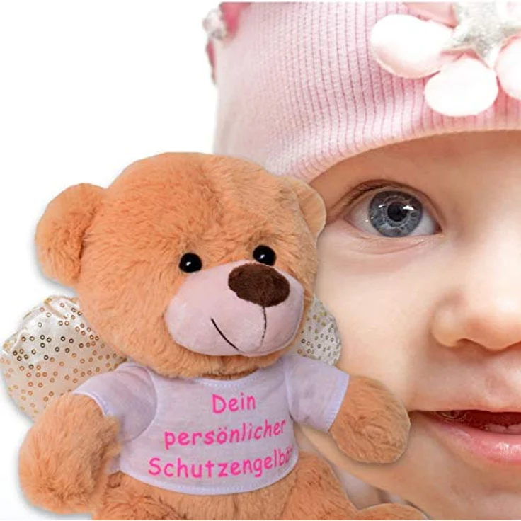 TE-Trend Schutzengel Kinder Plüsch Engel Kuscheltier Schutzengelbär Glücksbär Teddy Teddybär Glücksbringer Geschenk Rosa – Bild 4