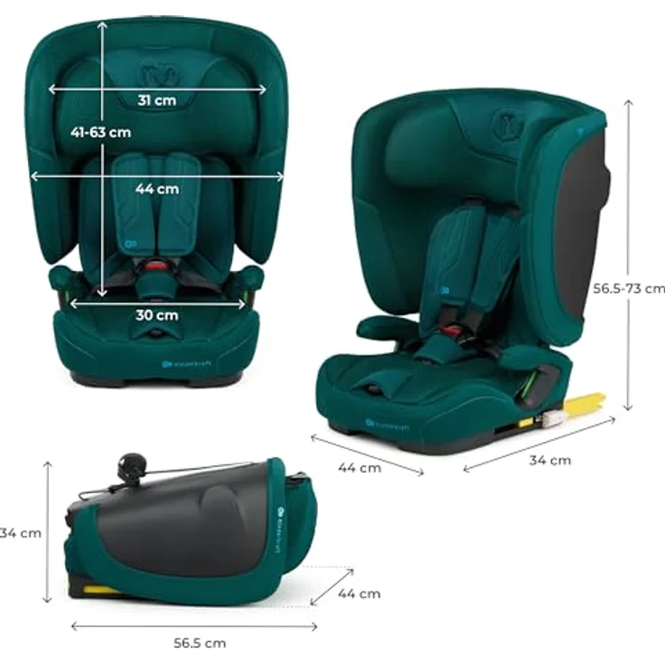 Kinderkraft Fix2Go, Autokindersitz für Kinder 9-36 kg mit Schlaffunktion, Neigungsverstellung und SAFERIDE Sensor, grün – Bild 13