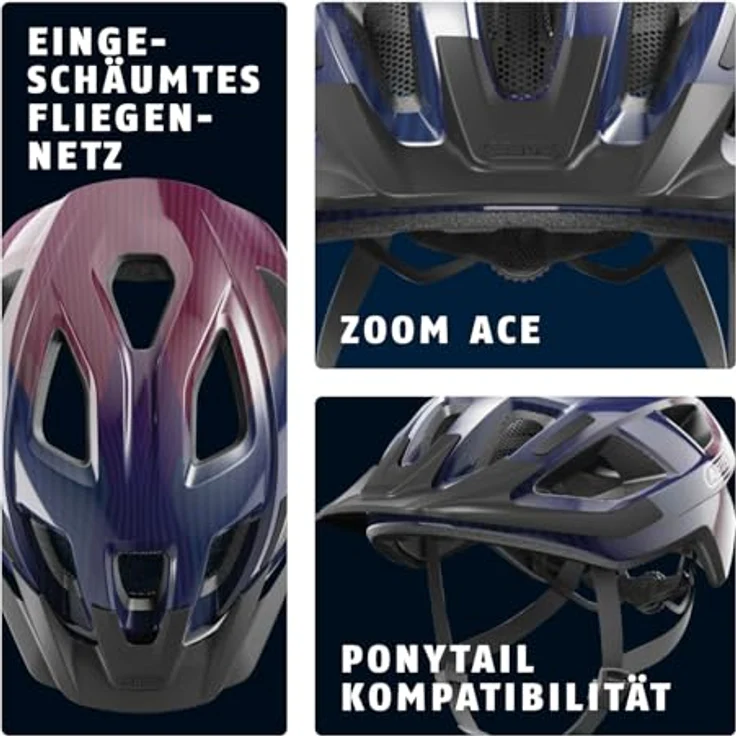 Abus Aduro 3.0 LED, Fahrradhelm für Kinder, purpur mit Wellen, Größe L (58-62 cm) – Bild 3