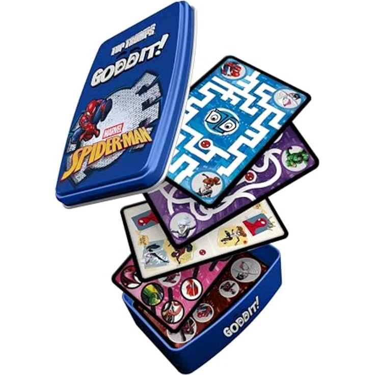Top Trumps GODDIT Spider-Man Edition, Kartenspiel mit 55 Rätselkarten und 7 Minispielen, tragbare Metalldose, multilingual, für 2+ Spieler ab 6 Jahren – Bild 2