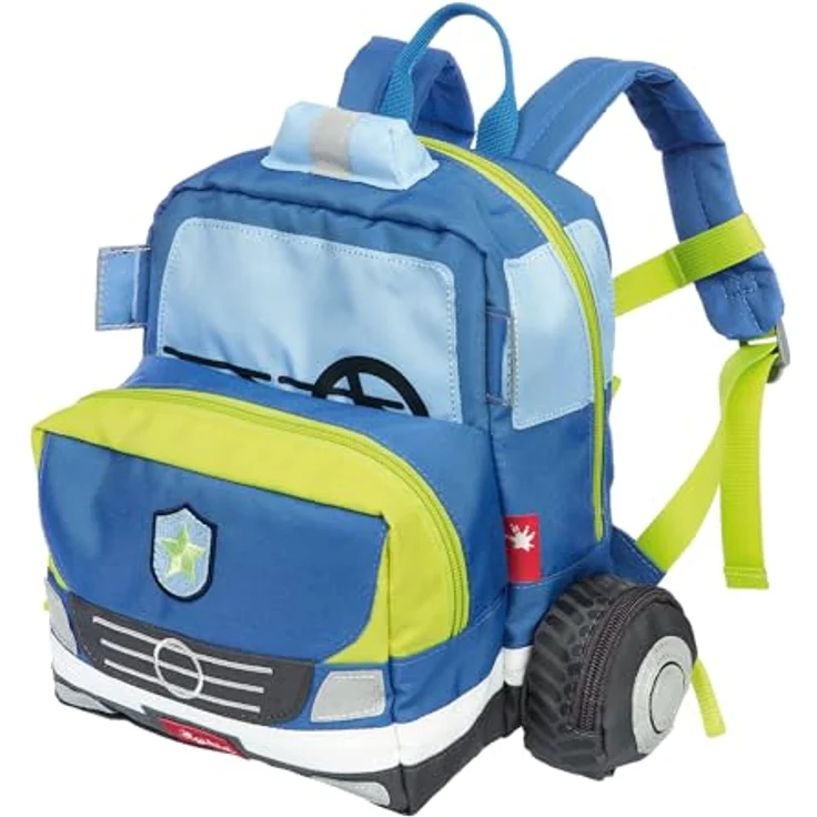 sigikid Kinderrucksack Polizei, Kindergarten-Rucksack: robust, leicht, kindgerecht, für Kita, Krippe, Ausflüge, Freizeit, für Kinder von 2-5 Jahren, Blau/Polizei – Bild 1