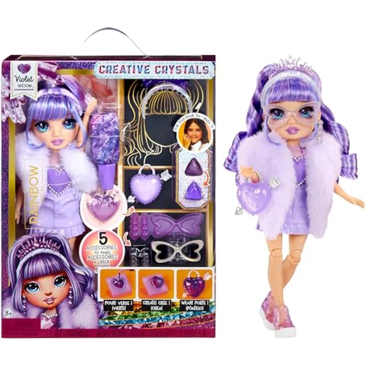 Rainbow High Anziehpuppe Creative Crystals Fashion Doll - Violet, mit Kristall-Accessoires und anpassbarem Outfit – Bild 1