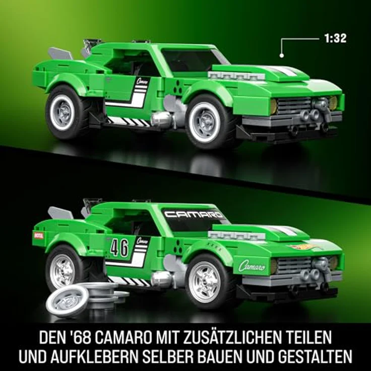 Mattel Brick Shop Hot Wheels Speed Serie Custom ’68 Camaro Bauset, 289 Teile mit realistischen Details und individuellen Aufklebern, für Sammler und Kinder ab 10 Jahren, JFT16 – Bild 3