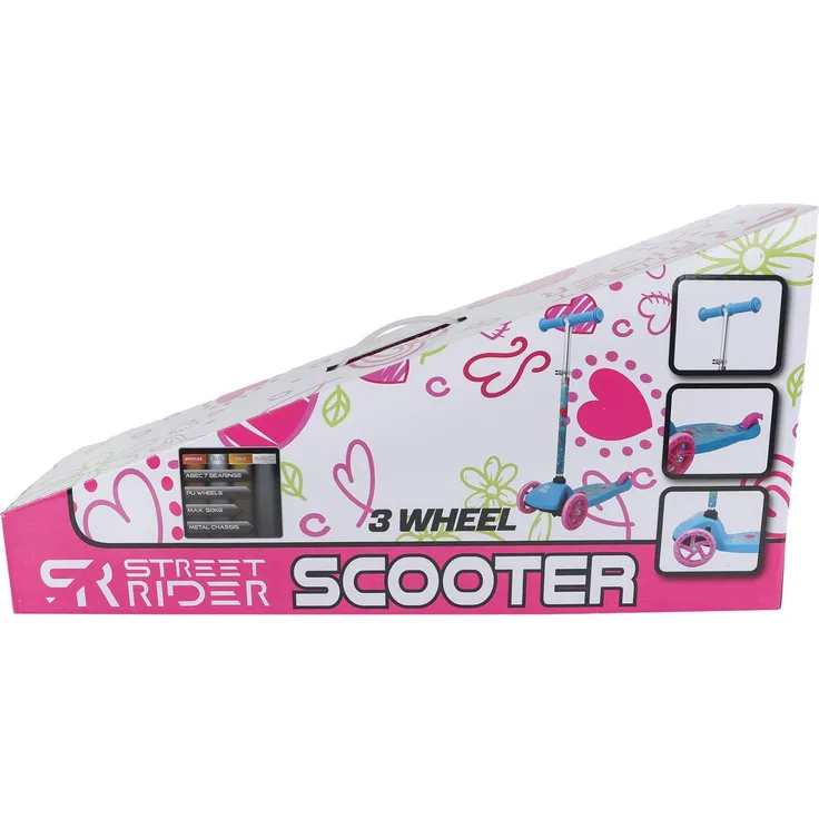 Street Rider 3-Rad-Scooter, Verstellbares Lenkrad, Pink, für Kinder ab 3 Jahren, Max. 50 kg