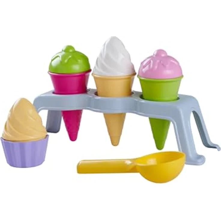 SIMBA Sandform-Set Eisständer, Outdoor Spielzeug mit 4 Eiskugeln in Weiß, Rosa, Grün und Gelb, für Kinder ab 3 Jahren – Bild 1