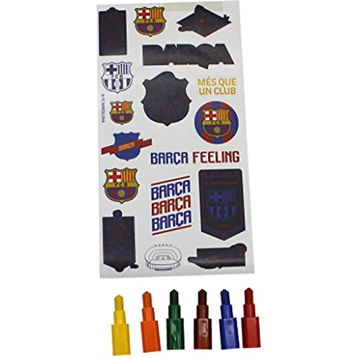 FC Barcelona Kreativset, Schreibset mit Malbuch, 6 Buntstiften, Bleistift, Radiergummi und Aufklebern in praktischer Aktentasche – Bild 4