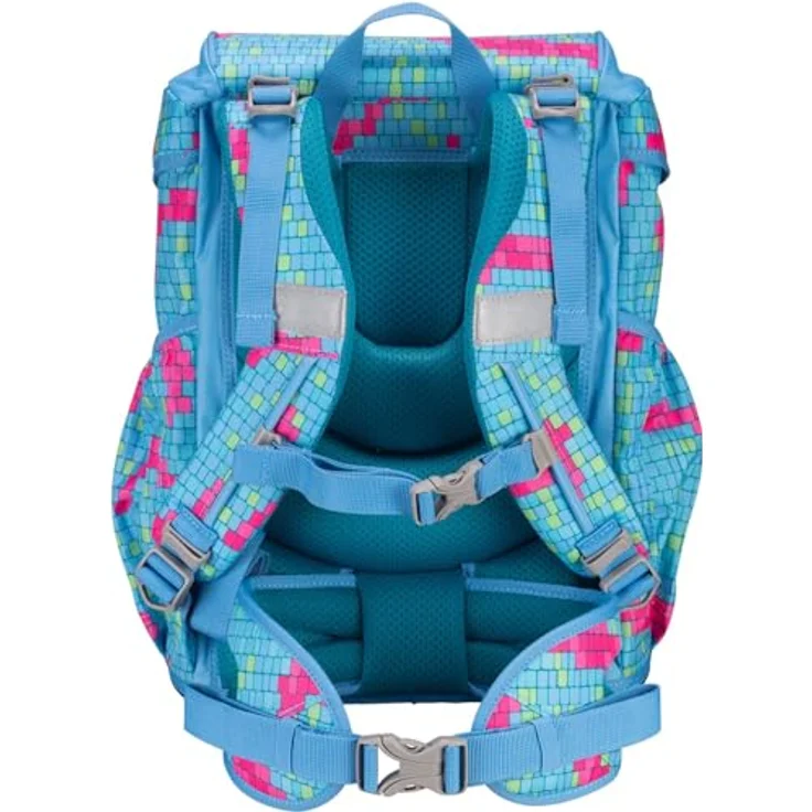 DerDieDas Schulranzen Set 5-TLG. ErgoFlex Superlight Happy Pixel, Ultraleichter Schulranzen mit Retroreflektierenden Flächen, Ergonomisch geformt – Bild 4