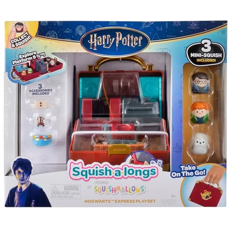 NoBrand Squishalongs Harry Potter Spielset Hogwarts Express, tragbarer Koffer mit Einrast- und Drehfunktion, inkl. 3 Mini-Squishies und 3 Accessoires – Bild 3