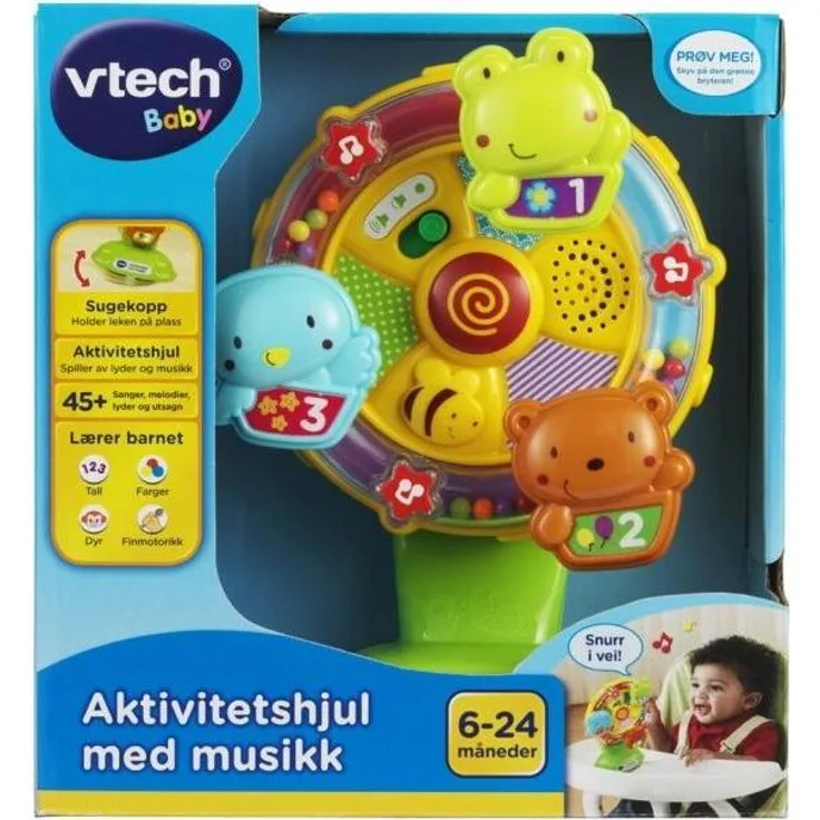 VTech Baby Sing along Spinning Wheel NO, Lernspielzeug mit interaktiven Liedern und Geräuschen, bunt