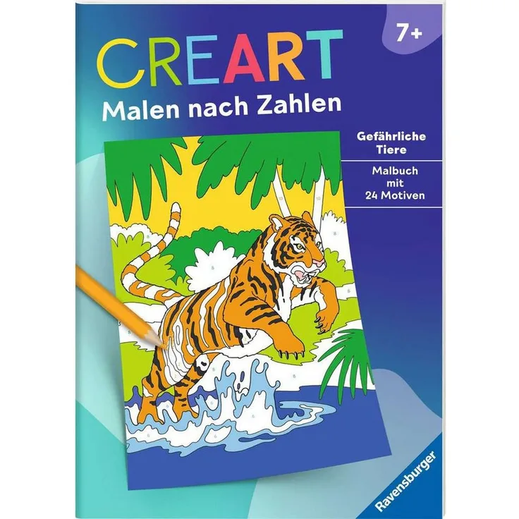 Ravensburger Verlag GmbH Malen nach Zahlen CreArt - Malen nach Zahlen - Gefährliche Tiere, altersgerechte Motive und nummerierte Ausmalfelder