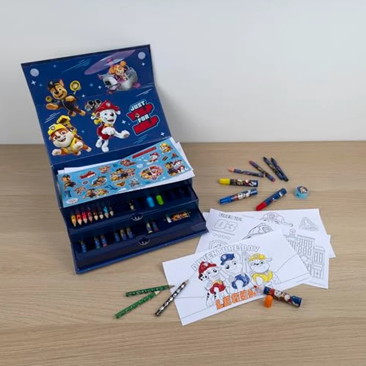 PAW PATROL Kreativset Malkasten mit Schublade, Künstlerbedarf für junge Kreative – Bild 5