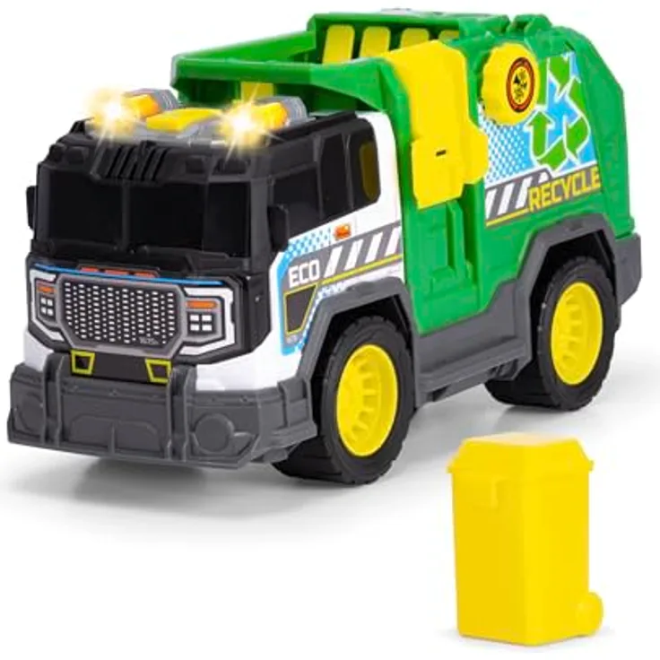 Dickie Toys Recycle Truck, Spielzeug-LKW mit Licht und Sound, 30 cm, inkl. Batterien, für Kinder ab 3 Jahren