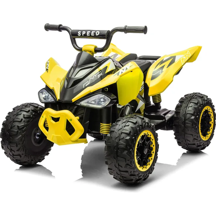 FCH Kinder Quad Elektro 12V 7Ah ATV mit Musik, MP3 und LED-Scheinwerfern, Gelb für Kinder 3-6 Jahre