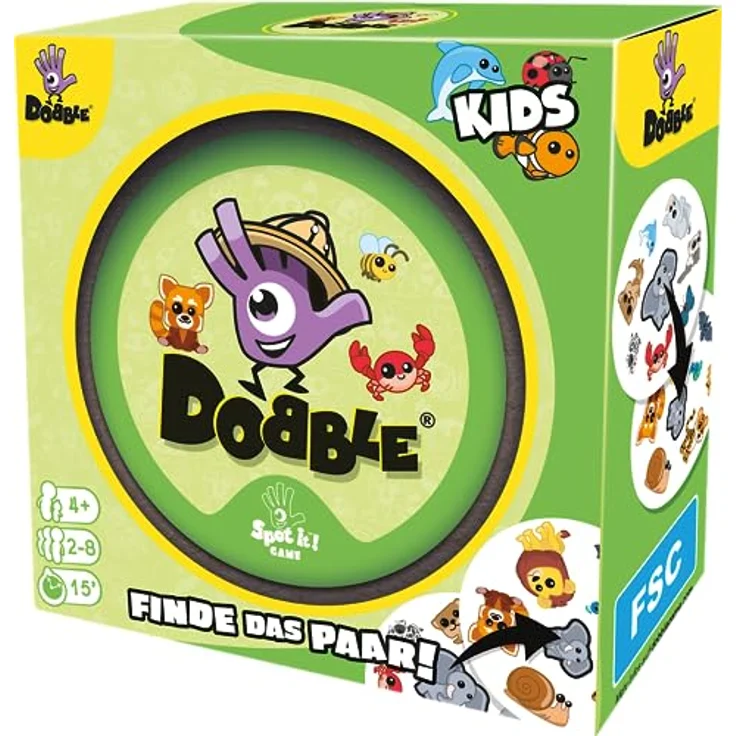 Zygomatic | Dobble Kids | Eco-Sleeves | Kinderspiel | Kartenspiel | 2-8 Spieler | Ab 4+ Jahren | 15 Minuten | Deutsch – Bild 3