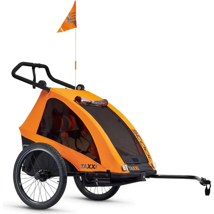 taXXi Fahrradkinderanhänger Kinderfahrradanhänger Pro two Orange Kinderanhänger, Komfortsitz mit 5-Punkt-Gurtschlosssystem - Preisvergleich