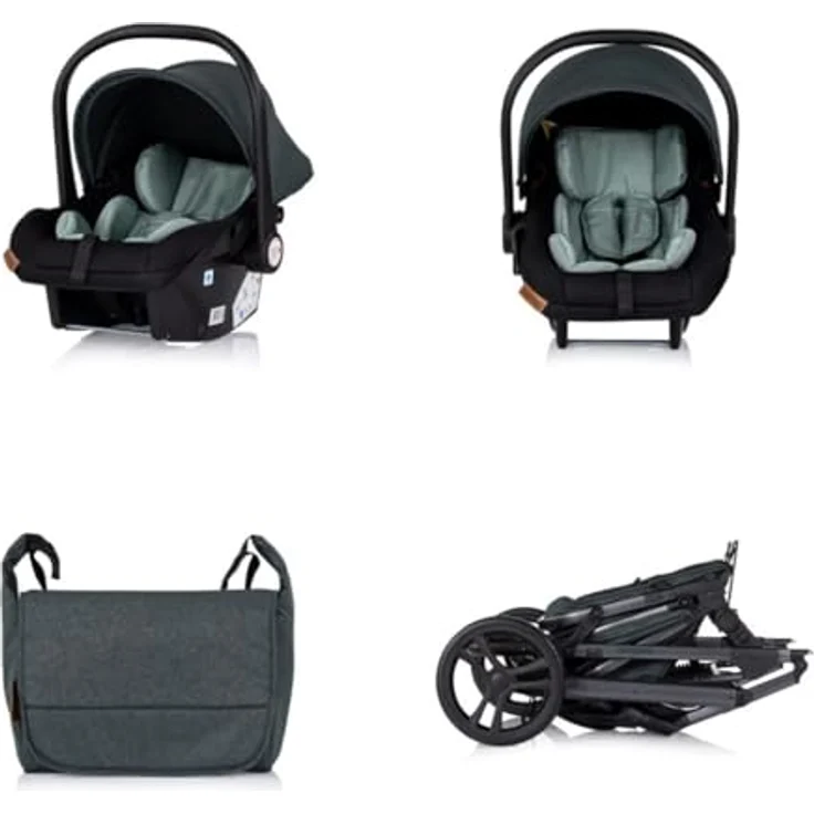 Chipolino Kinderwagen 3 in 1 Amore Babyschale Adapter Wickeltasche Fußabdeckung, tuerkis – Bild 5