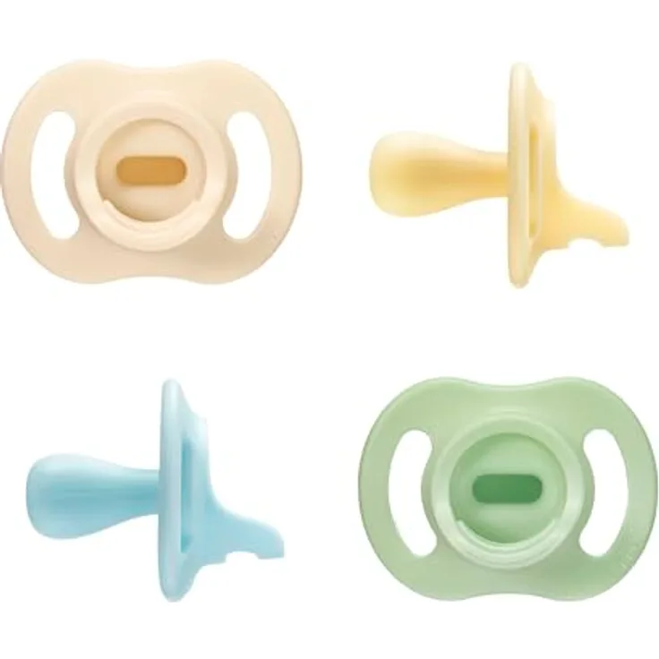 Tommee Tippee Ultraleichter StayPut Schnuller, 4er-Pack, 0-6 Monate, einteiliges Silikondesign, kieferorthopädisch, bequeme Passform