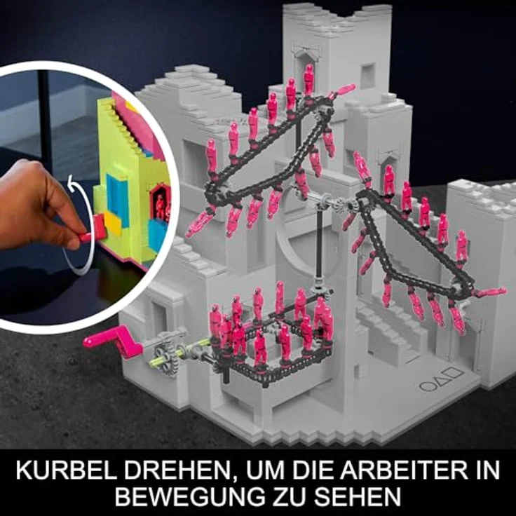 Mega Mega 0, Klemmbausteine-Set mit 1707 Teilen, nachbaubarer Szene aus Squid Game mit Frontmann-Figur und beweglichen Arbeitern – Bild 3