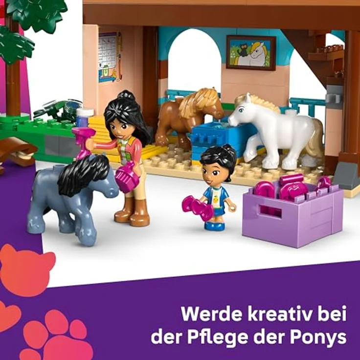 LEGO Friends 42654 Ponyhof & Stall Bausatz, Spielset mit 727 Teilen, Heulift und Zubehör für Pferdefans, Mehrfarbig – Bild 4