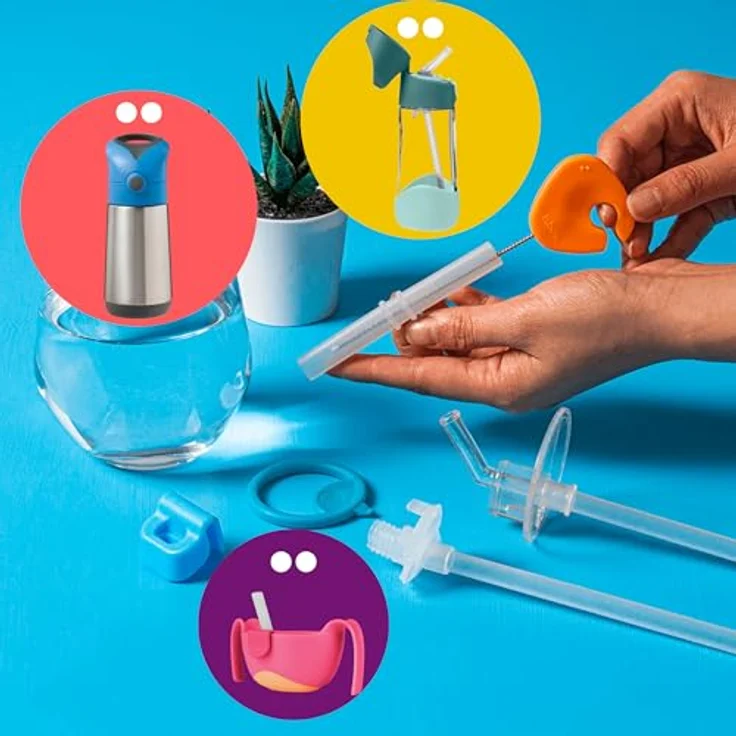 b.box Reinigungsbürstenset, 5-teiliges Set für Babyflaschen mit Clip-Ring, ergonomischen Griffen und verschiedenen Bürsten für Trinkflaschen und Strohhalme – Bild 5
