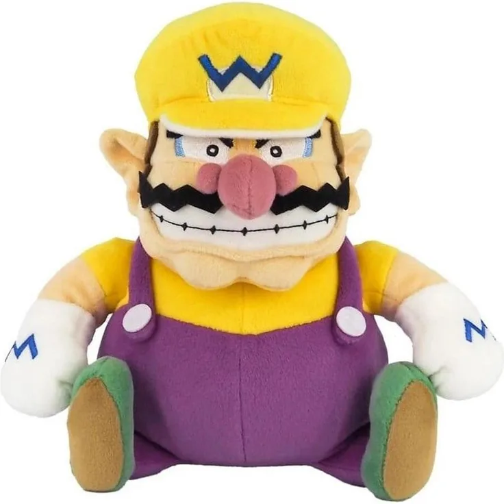 Sanei Super Mario Plüschfigur Wario, 25 cm, originelles Design in gelb-lila Outfit