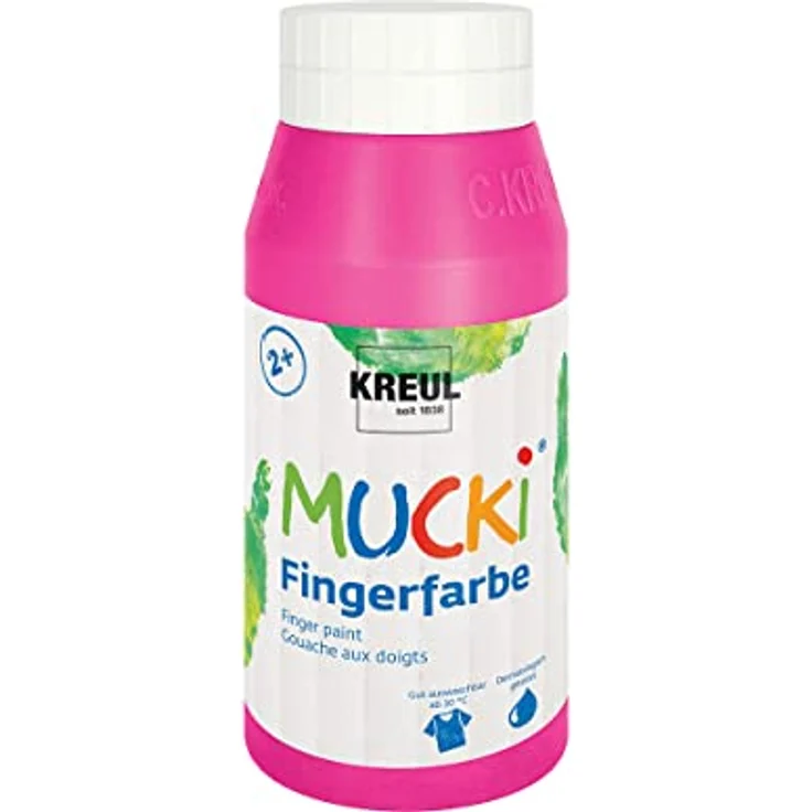 KREUL MUCKI Fingerfarbe pink, 750 ml, cremig-pastose Fingermalfarbe auf Wasserbasis, vegan und dermatologisch getestet – Bild 1