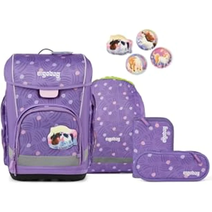 ergobag cubo Light Set, ergonomischer Schulranzen, extra leicht 860 g, 6-teilig mit Reflektoren und recycelten PET-Flaschen – Bild 1