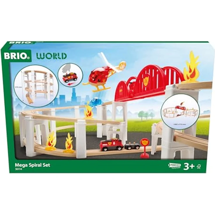 Brio 63611400 Schienenpaket Berg und Tal, 63-teiliges Spiralenset mit modularen Schienen und Stützen, inkl. Lok und Zubehör – Bild 2