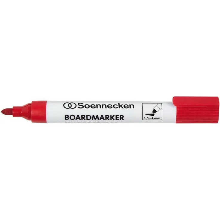 Soennecken Boardmarker 3120, Whiteboard Marker mit Rundspitze 15-4mm, rot, rückstandsfrei abwischbar
