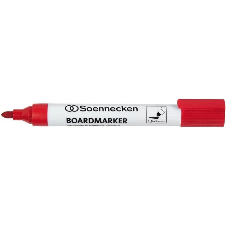 Soennecken Boardmarker 3120, Whiteboard Marker mit Rundspitze 15-4mm, rot, rückstandsfrei abwischbar